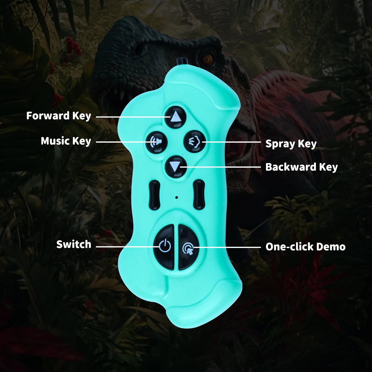 Coche de dinosaurio RC para niños, coche de pulverización con Control remoto con sonido y luz, juguete interactivo para regalo para niños