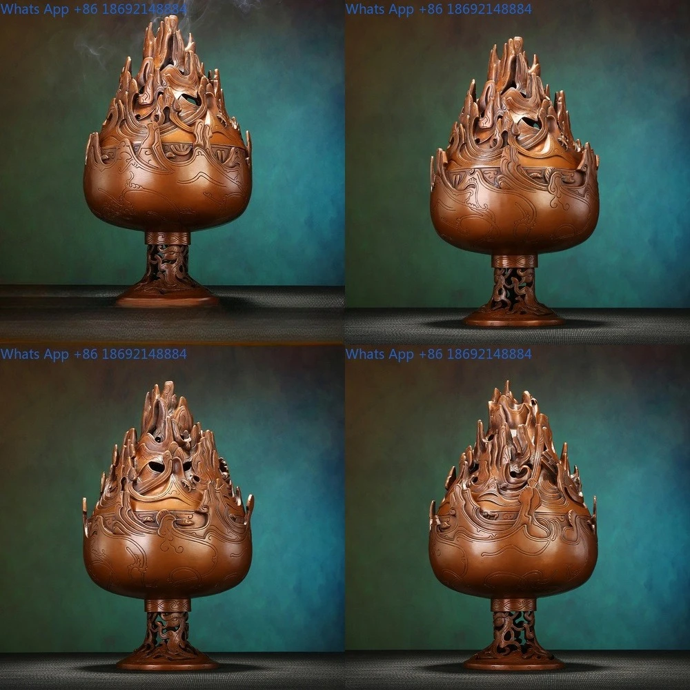 Antique Style Copper Handcrafted Home Office Incense Burner for Aromatherapy and Decorative Use Ideal