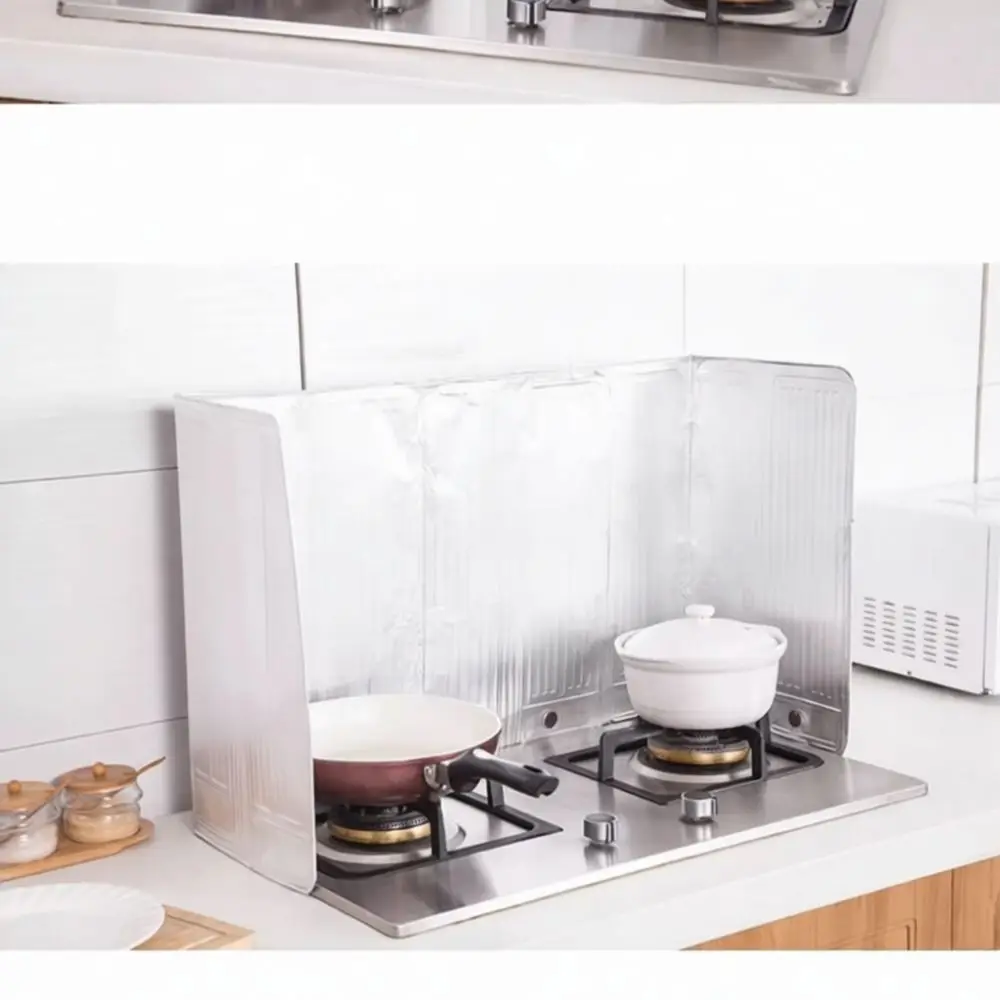 Foldable Aluminum Foil Stove Guard Kitchen Oil Splash Protector Heat Resistant Cooking Splatter Screen Barrier Pad