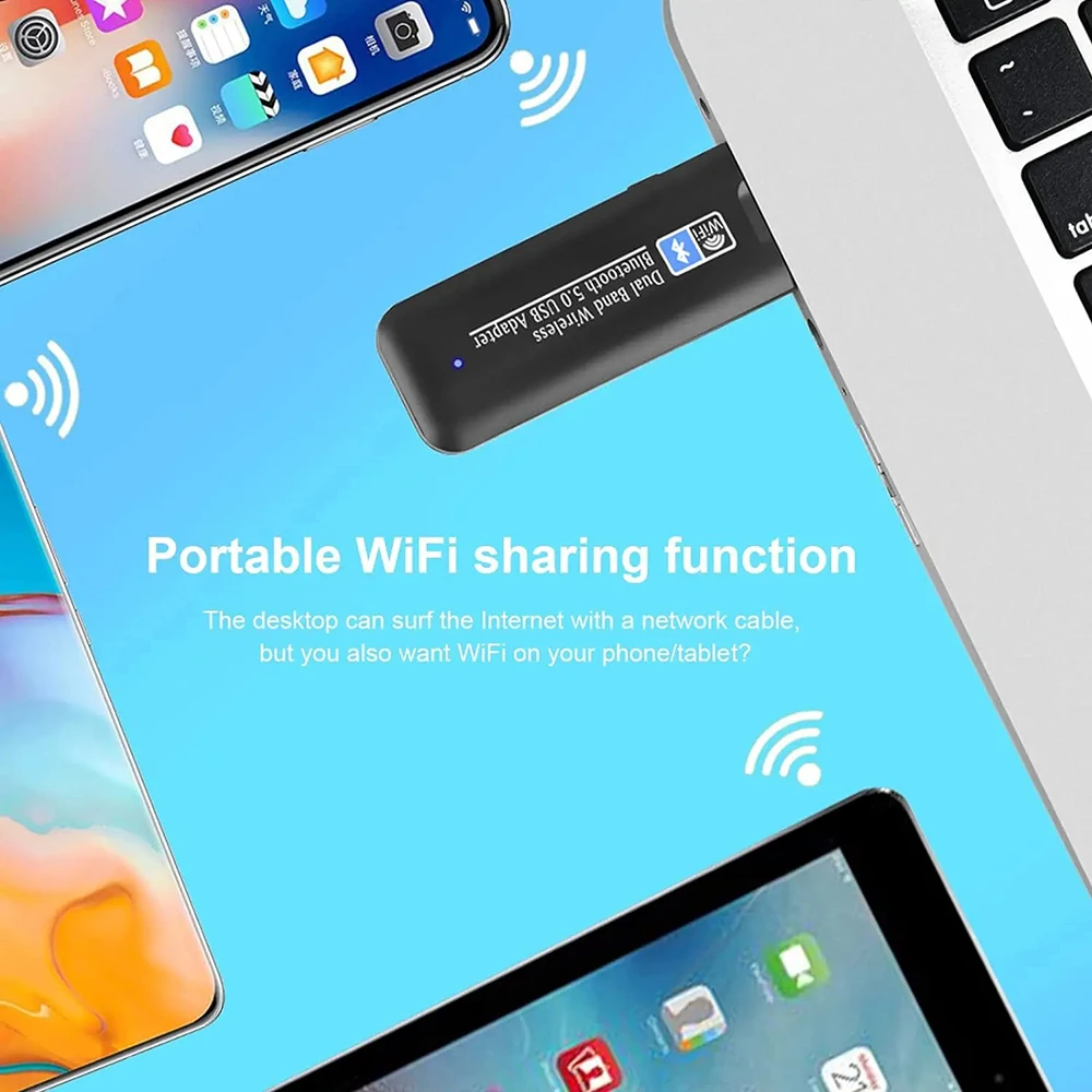 1300Mbps USB Wi-Fi Wireless Network Card Bluetooth 5.0 USB 3.0 Dongle 2.4G 5G Dual Band WiFi Card Receiver Adapter For PC Laptop