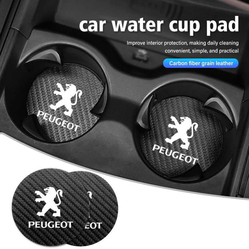 2pcs Car Anti Slip Pads Coaster Water Cup Holder Slot Mat For Peugeot 307 308 206 207 208 407 508 5008 106 107 205 4008 301