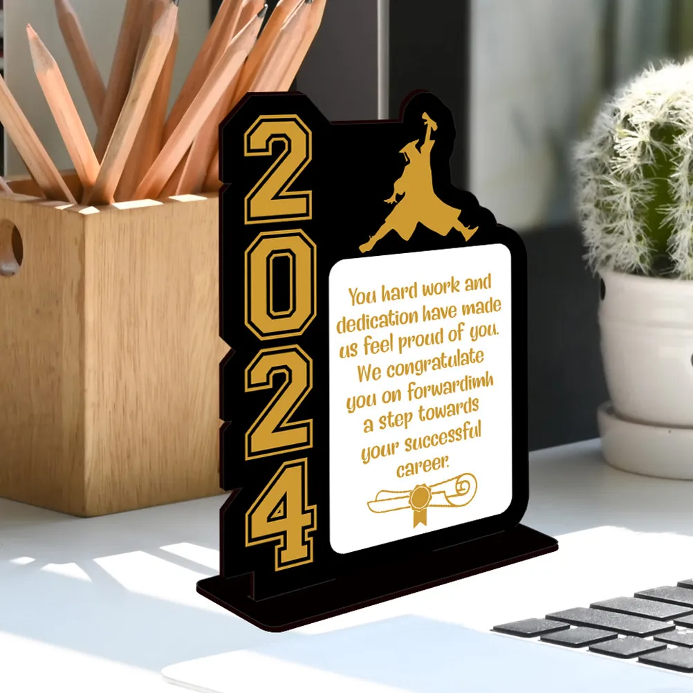 2024 Graduation Party Wooden Table Centerpiece Decoration Senior Year Celebration Table Sign Easy Assembly Elegant Keepsake
