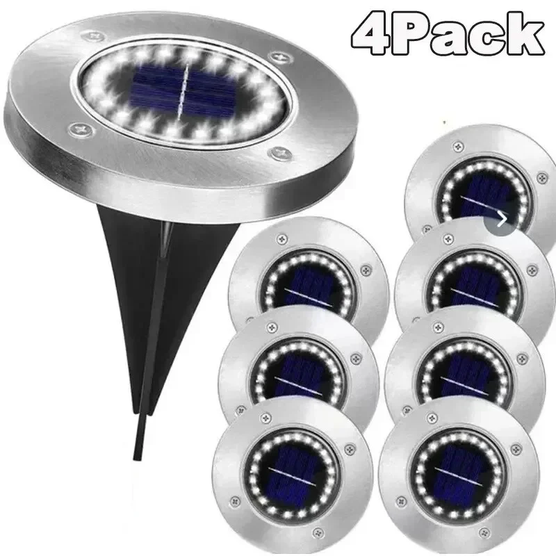 

4 Pcs Solar Power Disk Light Outdoor Garden Solar Underground Light Deck Light Spotlight Buried Solar Led Lamp