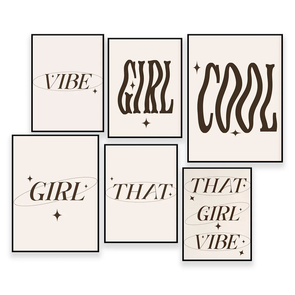 That Girl Vibe Trendy Unique Minimalist Typography Feminist Wall Art Poster, Printable Dorm Boho Decor Style
