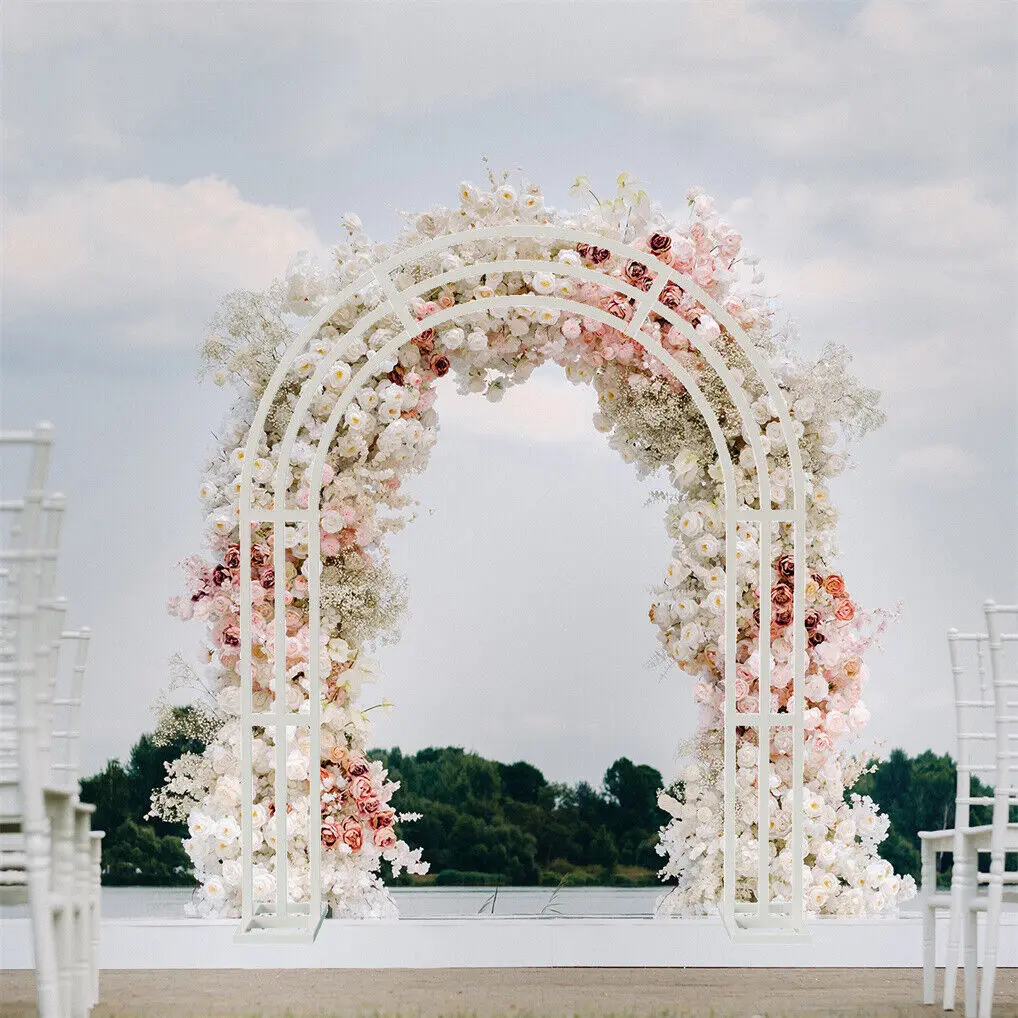 Floral Backdrop Stand, Pergola for Indoor and Outdoor,Heavy Strong White Metal Wedding Arch Garden Arbor Frame