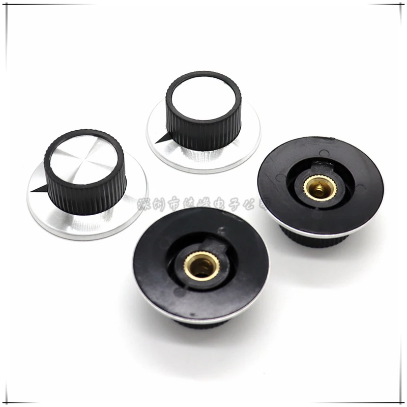 2PCS 37*15MM arrow metal knob cap 3590S multi-turn potentiometer cap circular hole aperture 6.35 Side screw fixation