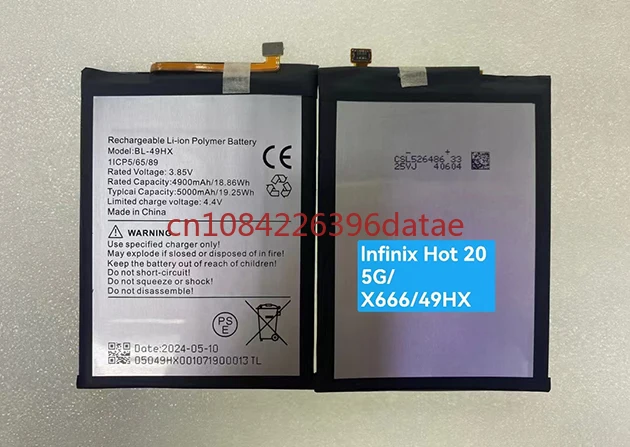 

BL-49HX аккумулятор 4900mah 3,85 V для infinix Hot 20 5G x666 BL-49HX аккумулятор для телефона