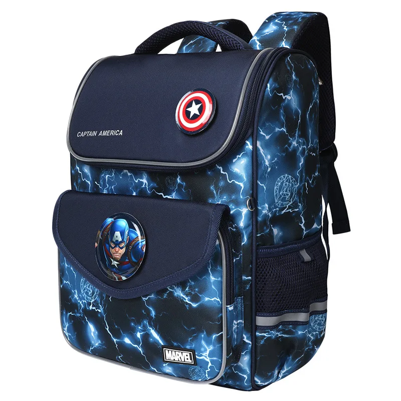 Disney New School Bags For Boys Grade 1-5 Primary Student Shoulder Orthopedic Backpack Iron Spider Man Captain America Mochila