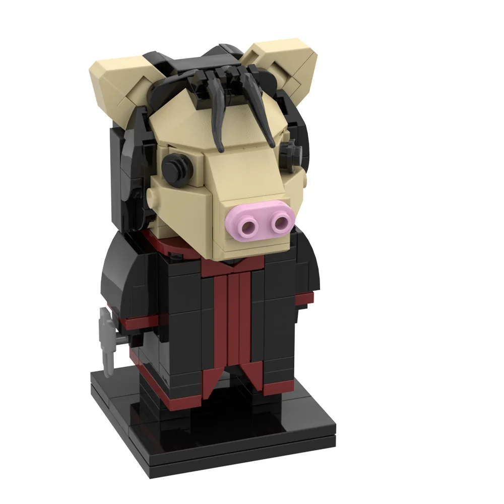 MOC Saw Pig Mask Building Blocks Horror Movie DIY Creative Pig Head Mask Figure Brick Toy Adult Gift