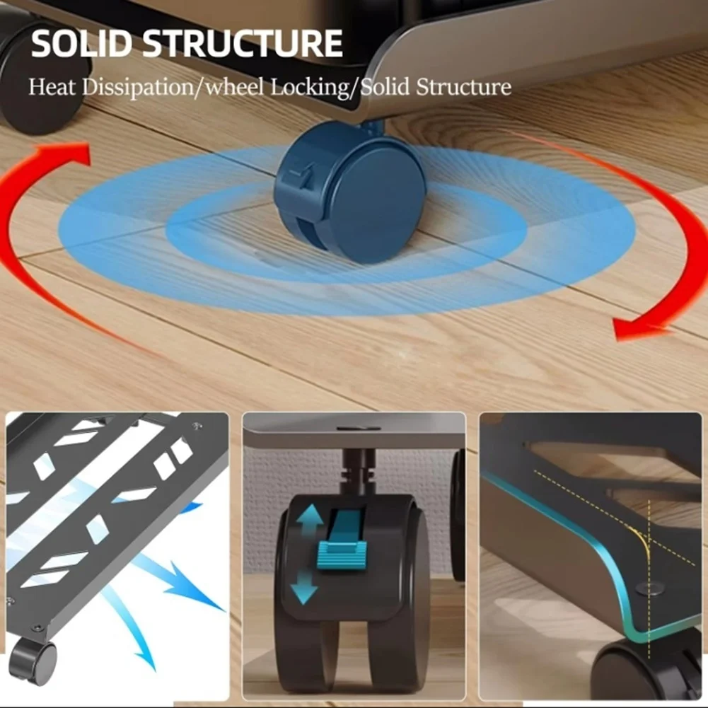 Computer Tower Stand for Most PC for Mobile CPU Stand, Steel PC Tower Stand CPU Holder with Rolling Caster Wheel