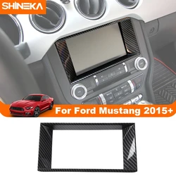 SHINEKA ABS Car Central Control GPS Navigation Panel Decoration Cover For Ford Mustang 2015 2016 2017 Up Interior Accessories