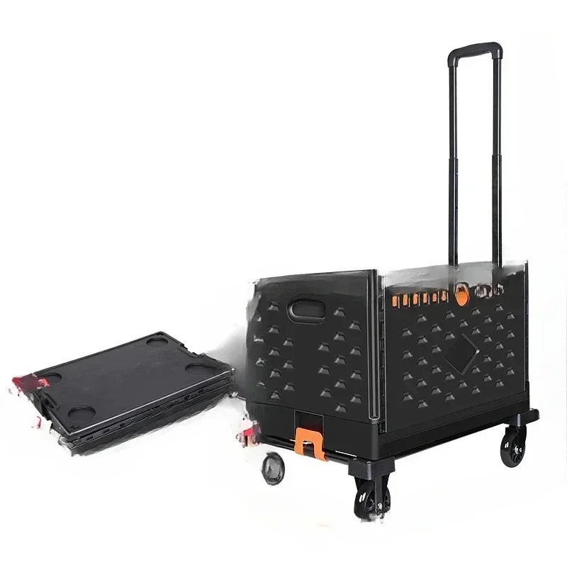 

Multifunctional Folding Shopping Cart with Basket Grocery Transport Handcart Protable Outdoor Picnic Camping Storage Box Trolley