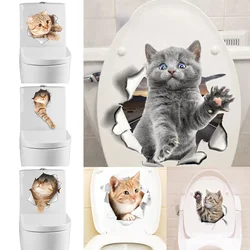 Cats 3D Wall Sticker Toilet Stickers Hole View Vivid Dogs Bathroom For Home Decoration Animals Vinyl Decals Art Wallpaper Poster