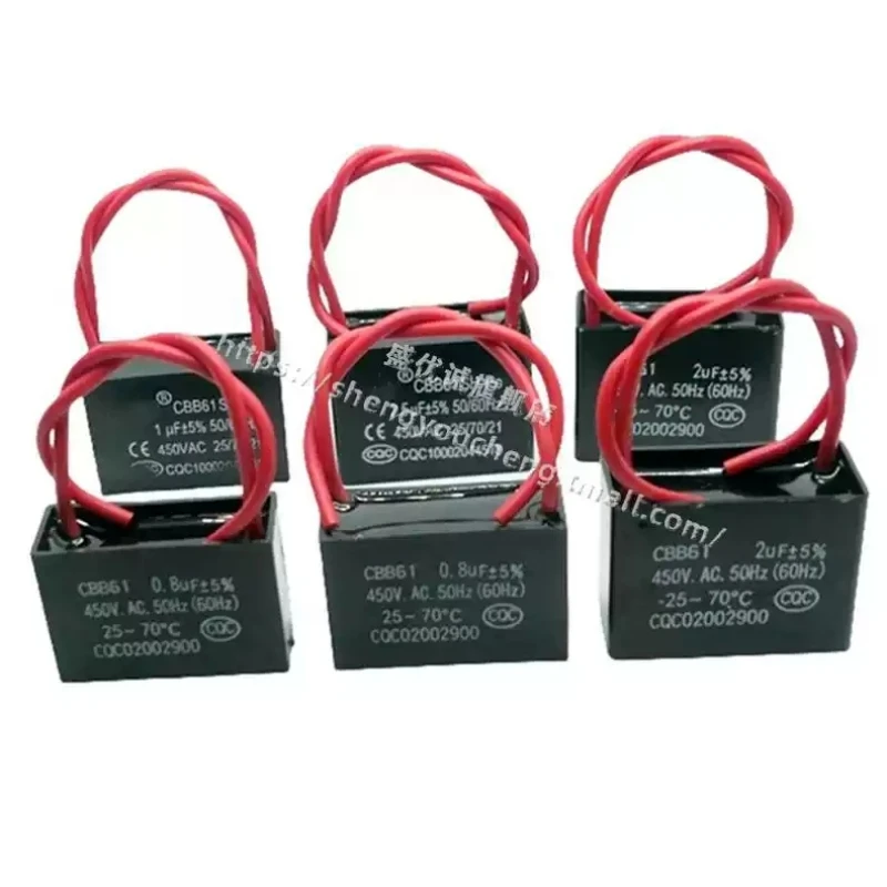 10pcs CBB61 fan starting capacitor 1.2/1.5/2/2.5/3/4/5/6/7/8/10/25UF450V range hood