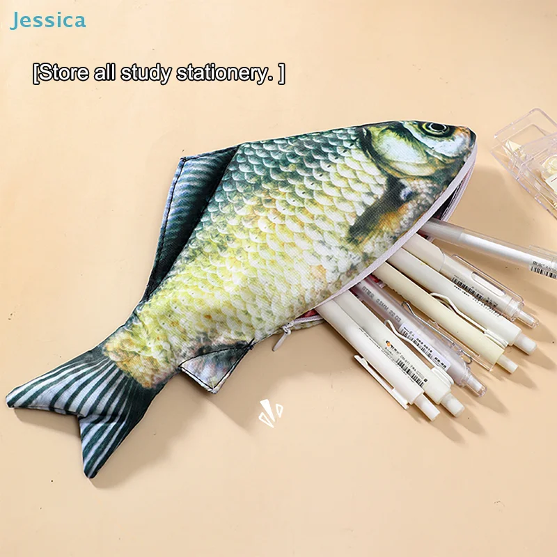 〔Jessica〕Realistisches 3D-Fisch-Federmäppchen – Schreibwaren-Organizer mit großem Fassungsvermögen für Schule und Büro