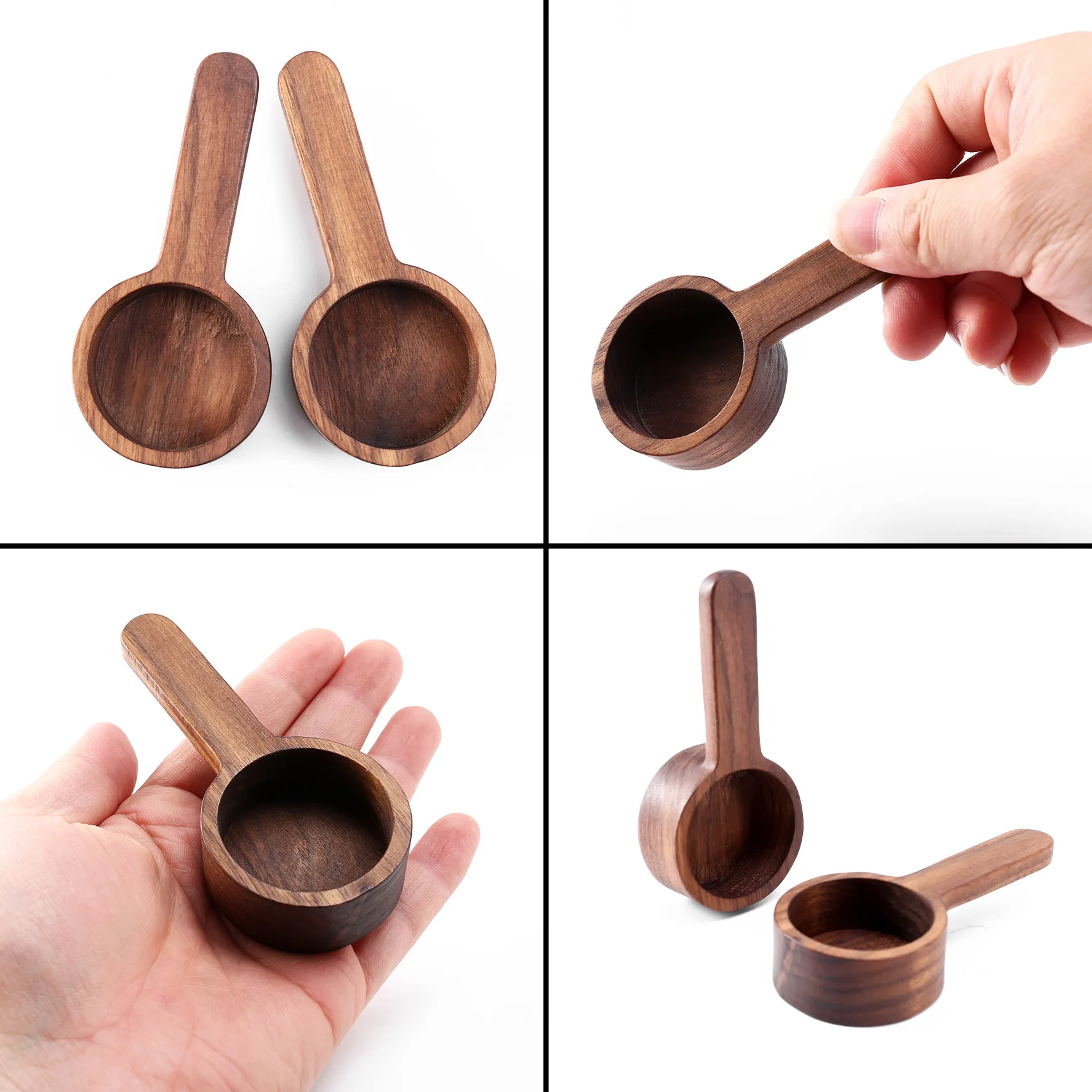 AA81-Wooden Measuring Spoon Set Kitchen Measuring Spoons Tea Coffee Scoop Sugar Spice Measure Spoon Measuring Tools,2 Pcs
