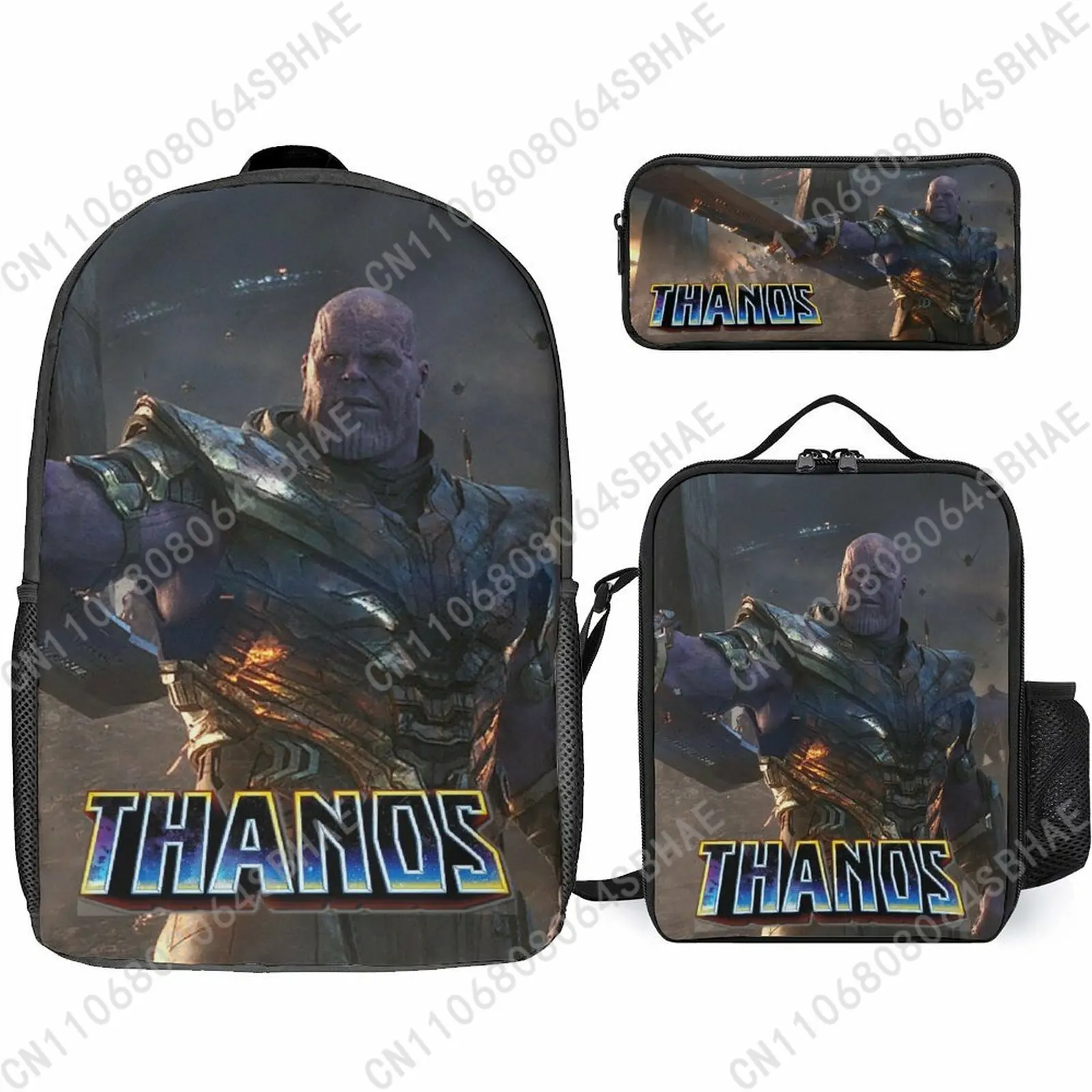 

Marvel Thanos School Backpack For Teen Middle High School Students 3Pcs Bookbag Lunch Tote Bag Pencil Pouch Cosplay