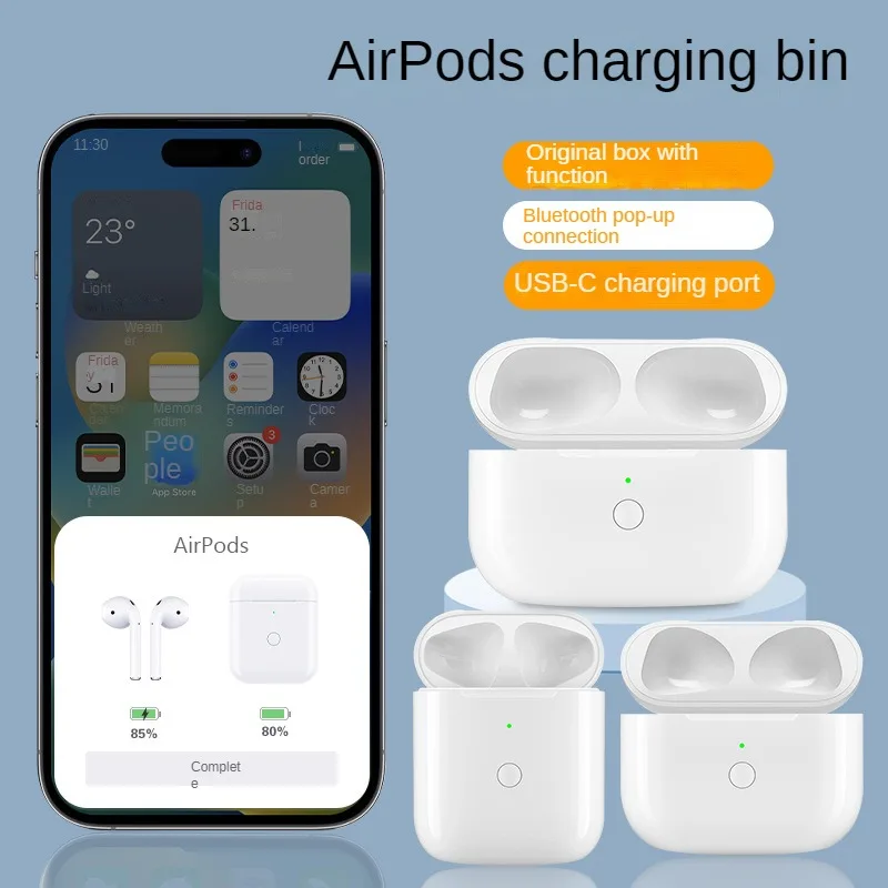 

Wireless Charging Box For AirPods1&2 Replacement Bluetooth Earphone Charger Case With LED Display For Airpods Pro 1 2 3