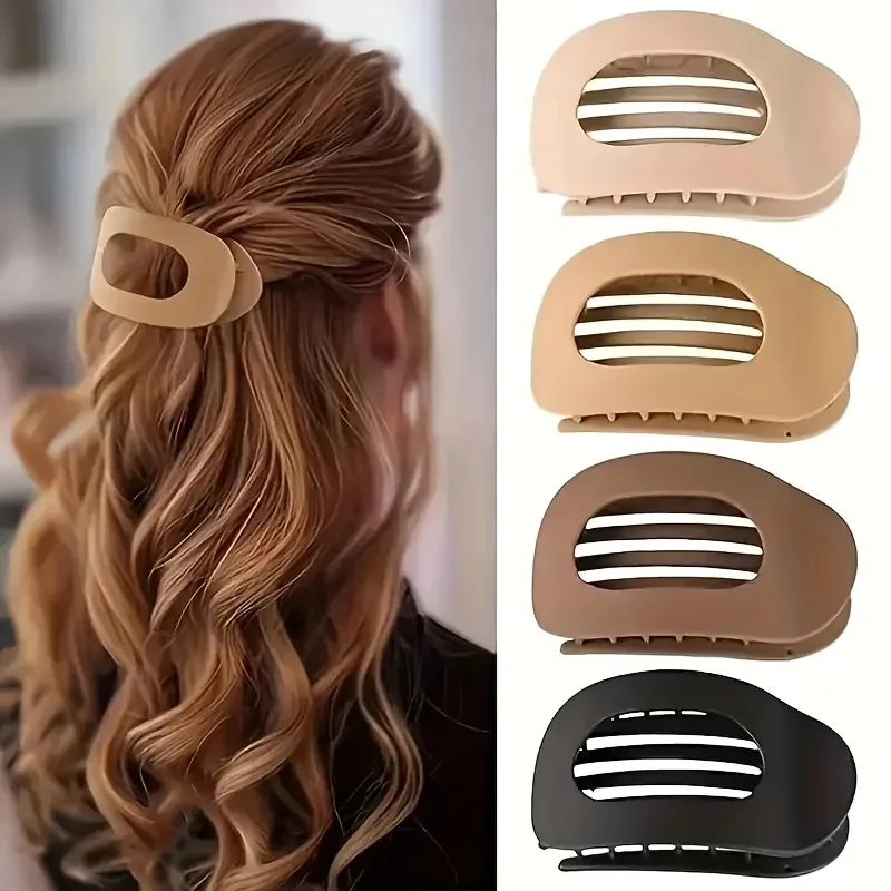 

4pcs New Matte Hair Clips For Women Sporty Non-Slip Design Claw Clip Durable Plastic Solid Color Hairpin Girl Hair Accessories