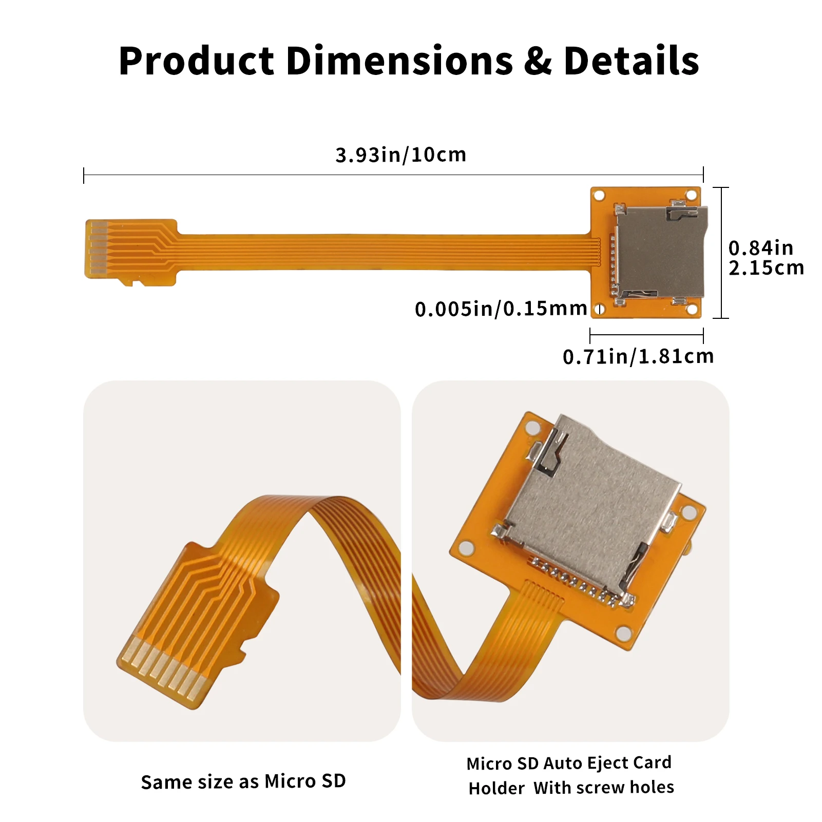 Micro SD Card Extension Cable TF Card Adapter with Screw Holes Micro SD Card External Card Holder Prevents Holder Wear and Tear