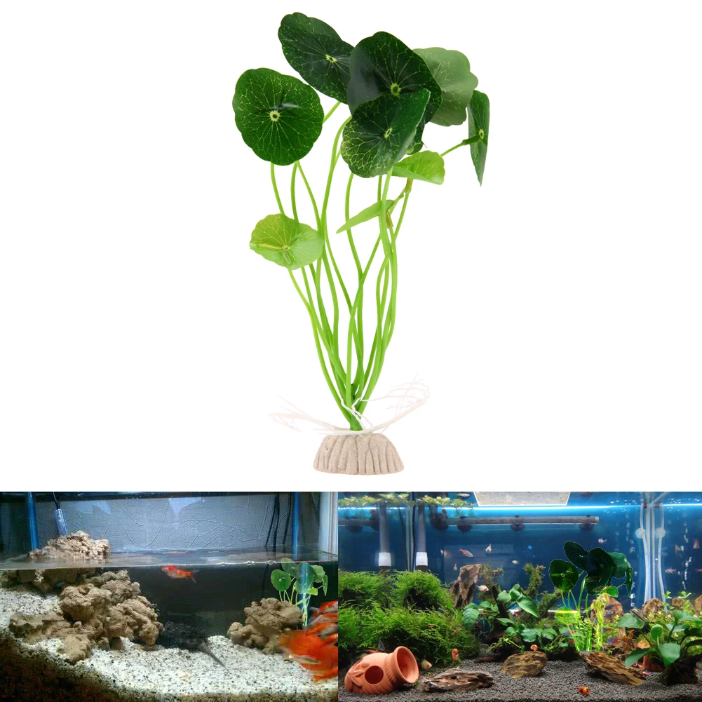 Trendy Simulation Aquatic Plants Bright Color Plastic Tree Leaves Eco-friendly Light Weight for Home Garden Fountain Decoration