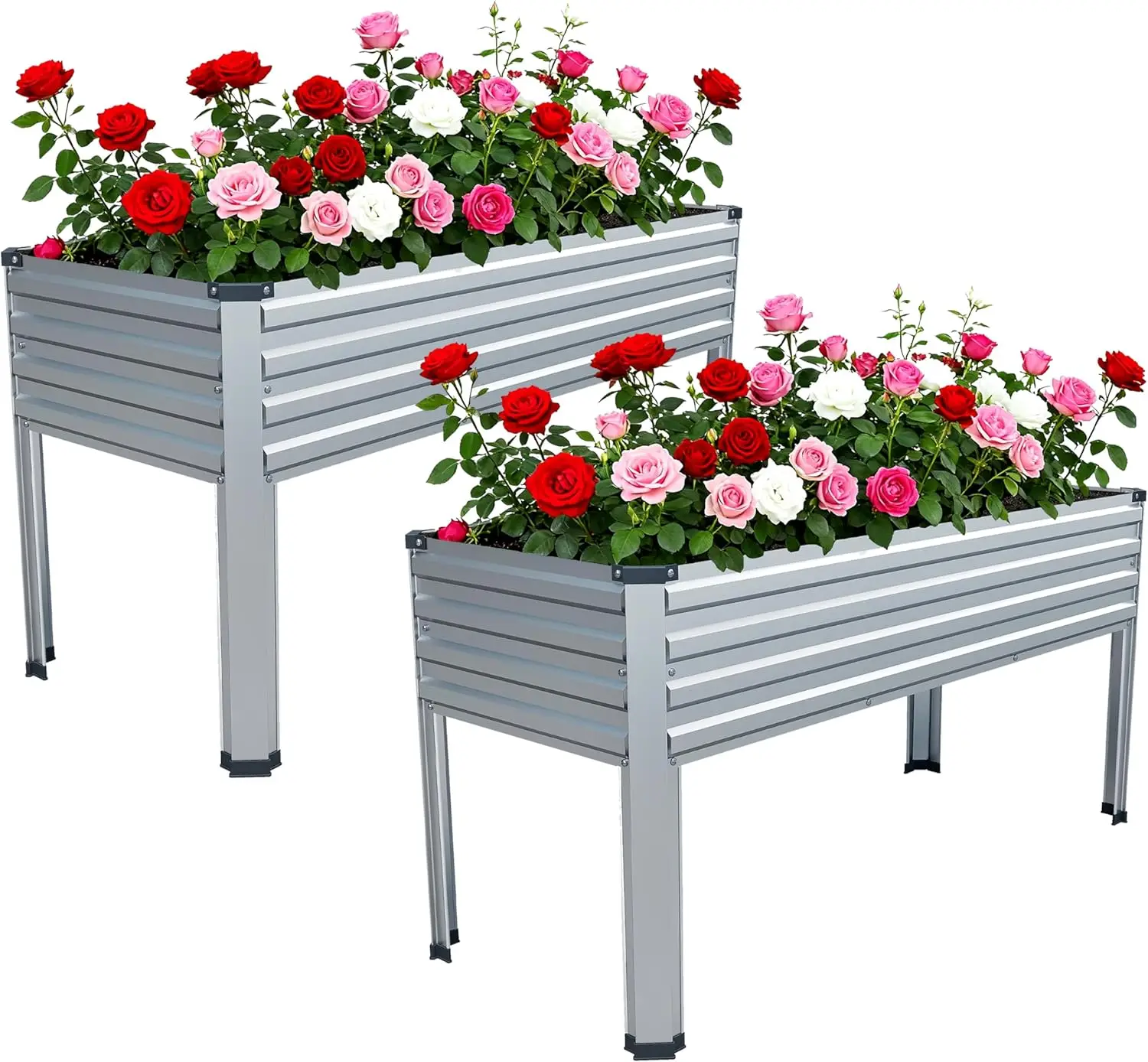 

Galvanized Raised Garden Bed with Legs, 48x18x32in Elevated Planter Box for Backyard, Patio, Balcony