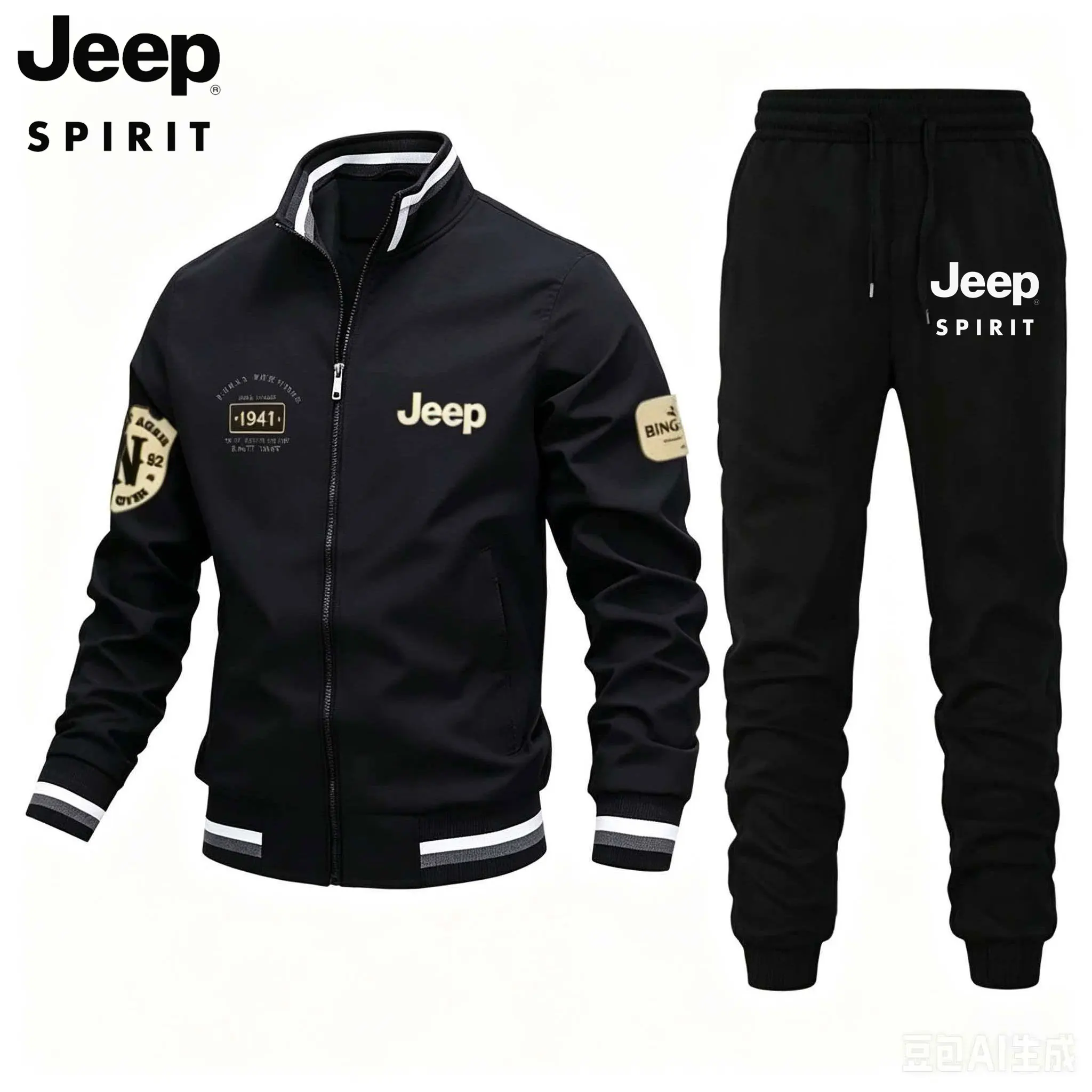

Brand new 2026 Jeep high-quality casual jacket set, with a stand-up collar, suitable for spring and autumn, ideal for outdoor ac
