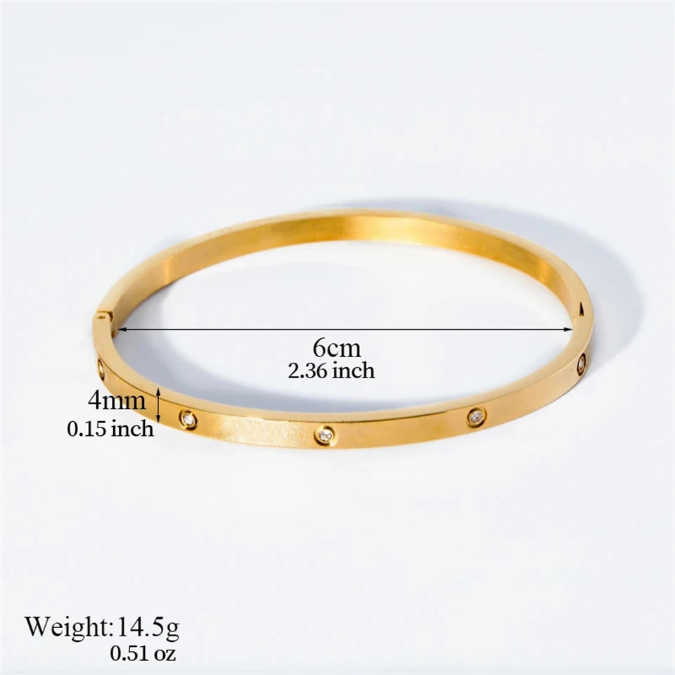 ZAKOL Classic Geometric Stainless Steel Bracelet Bangles With Zircon Exquisite Gold Color Birthday Jewelry Gift for Women image 6