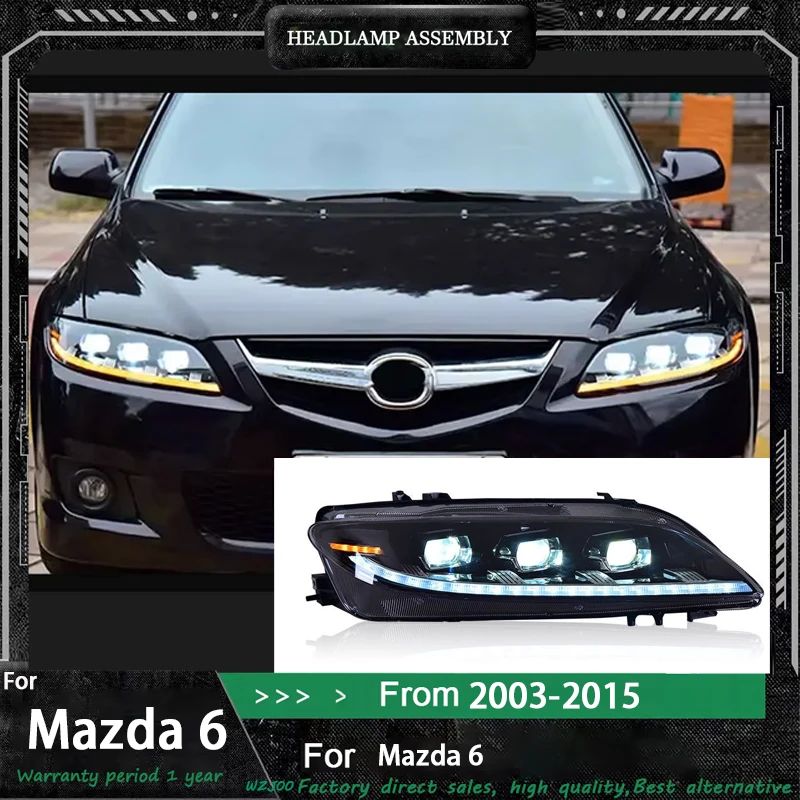 Car Lights for Mazda 6 2003-2015 M6 LED Matrix Headlights Assembly Upgrade Guide DRL Mazda6 Dynamic Turn Signal Lamp Accessories