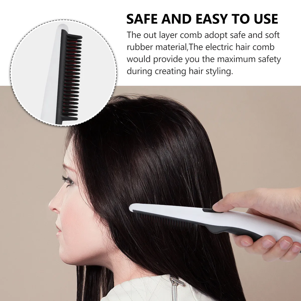 

1Pcs Electric Beard Comb with Fast Heating for Styling Portable Hair Straightening Brush for Men