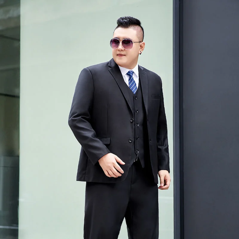 9XL Jacket Vest Pants 3 Pieces Suit Fat Plus Size Men\'s Latest Coat Pant Designs Business Set Wedding Dress Blazers Interview