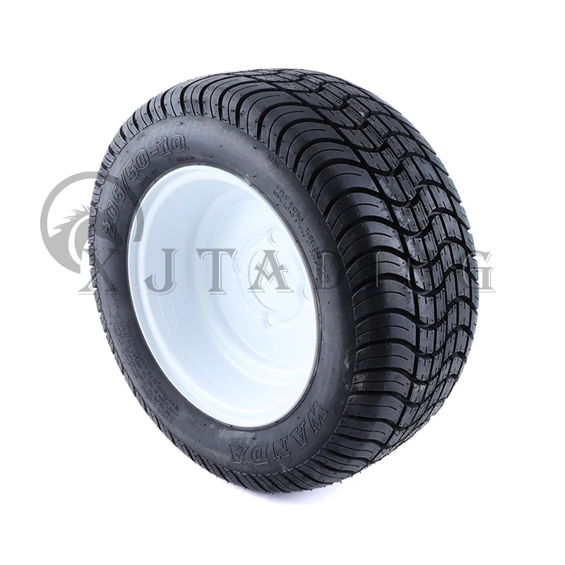 10 inch Front/Rear vacuum wheel 205/50-10 Tubeless tire with White hub For ATV golf cart UTV Buggy Quad Bike Tyre parts