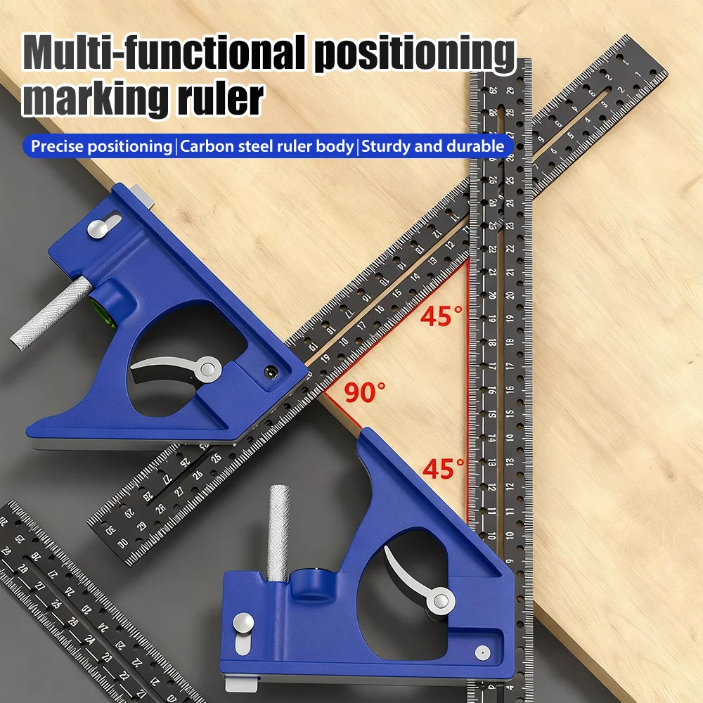 

30CM Precision Marking Right Angle Ruler 45/90 Degree Hole Angle Ruler Industrial Scribe Marking Gauge Draw a circle Woodworking