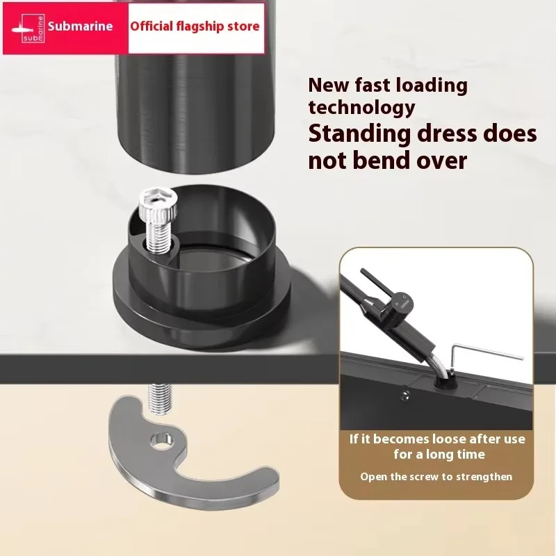 ZC1-Modern Design Single-Hole Kitchen Faucet Universal Hot Cold Submarine Basin Splash-Proof Ceramic Valve Core