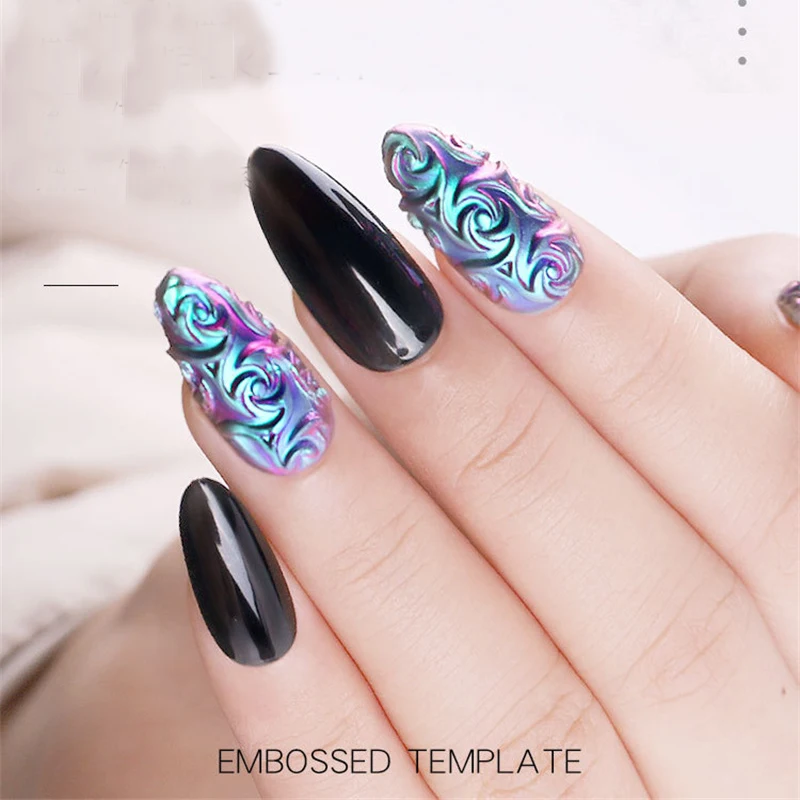 3D Silicone Template Nail Stamping Embossed Nail Mold Nail Art Printing Template DIY UV Gel Acrylic Nails Template Manicure Tool