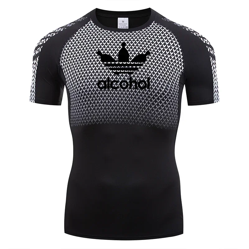 

Мужская спортивная компрессионная футболка с алкоголем, обтягивающая толстовка для спортзала, топ для бега, кемпинга, вечеринки, мгновенно впитывающая влагу футболка