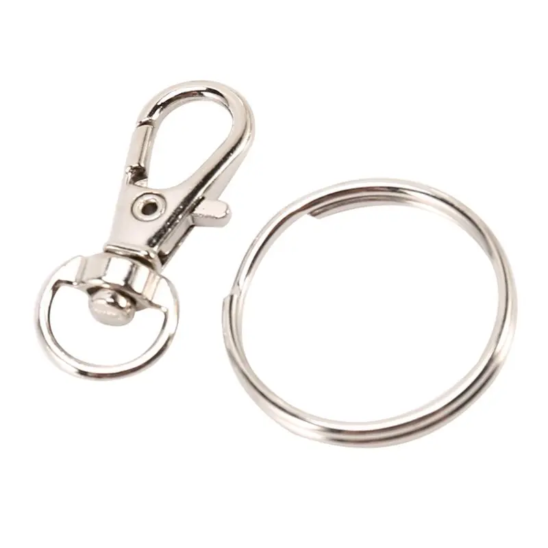 

AS94-120 Pieces Key Ring Clip Hooks Twist Locks Lanyard Snap Hooks With Split Key Rings (Silver)