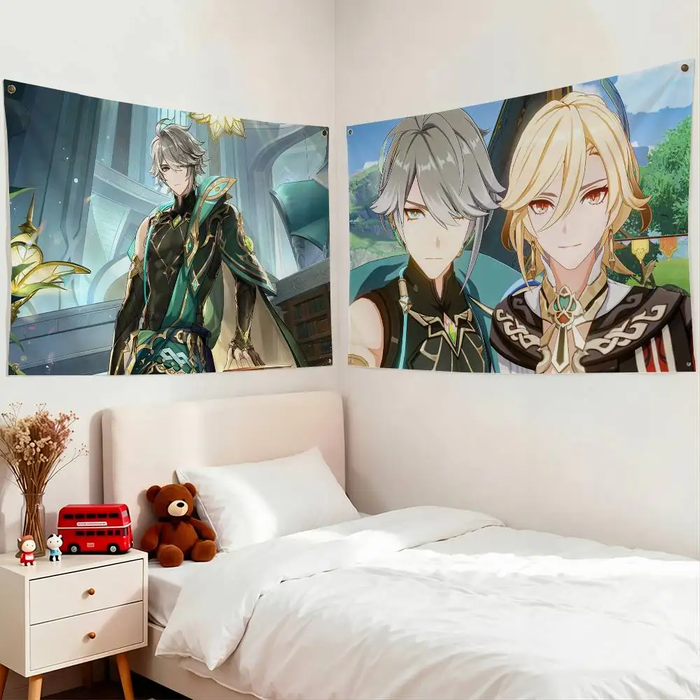 A-Alhaitham Kaveh Fanart Flags for Bedrooms Home Decor Items Outdoor Decors Garage Decoration Flaga