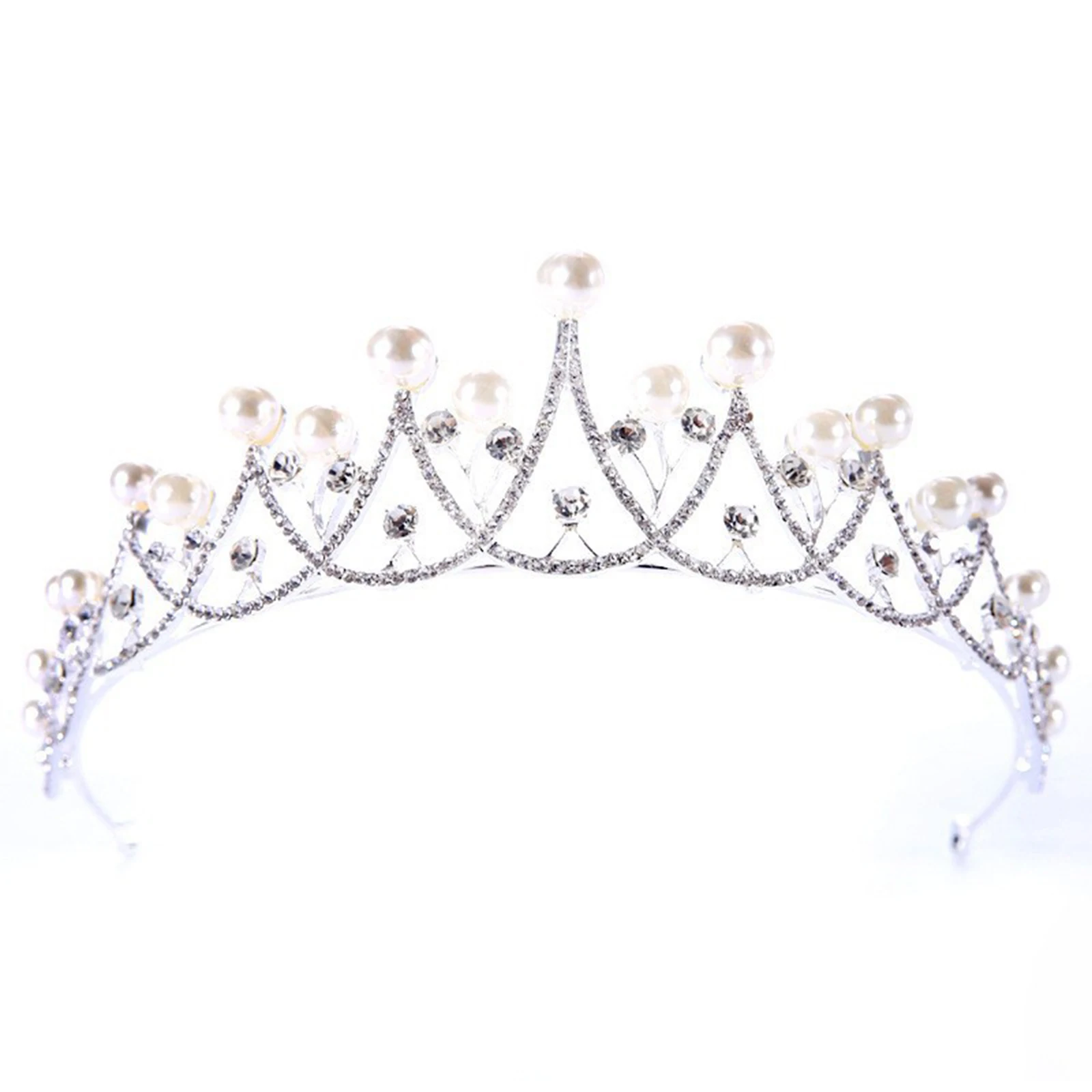 1pc Bridal Tiara Pearl Rhinestone Wedding Crown Elegant Korean Style Headpiece for Bride Party Ceremony Jewelry Gift