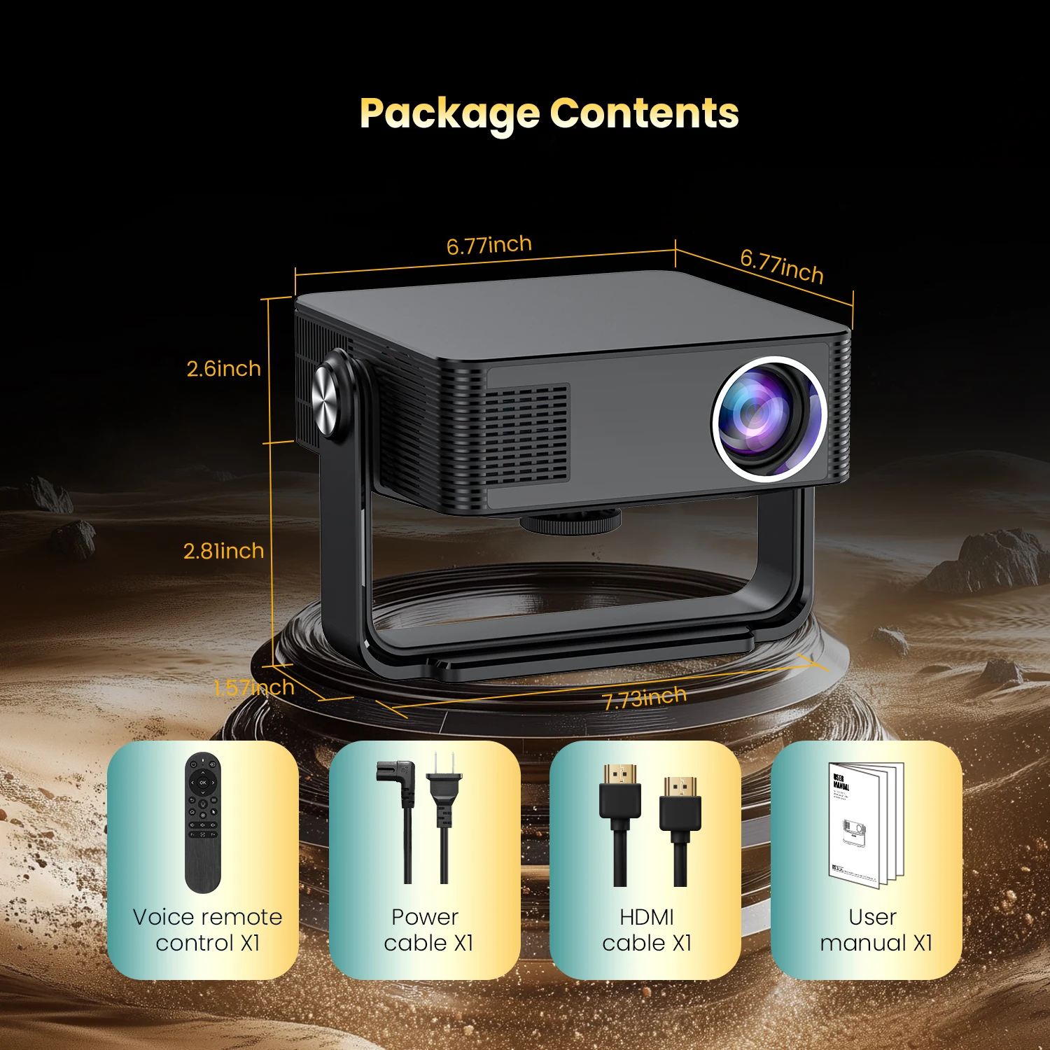 Rotat 360° Smart Projector Support 4K Portable 1920*1080 Android 13 System WIFI 5G BT5.2 300Ansi Home Theater Mini Projectors