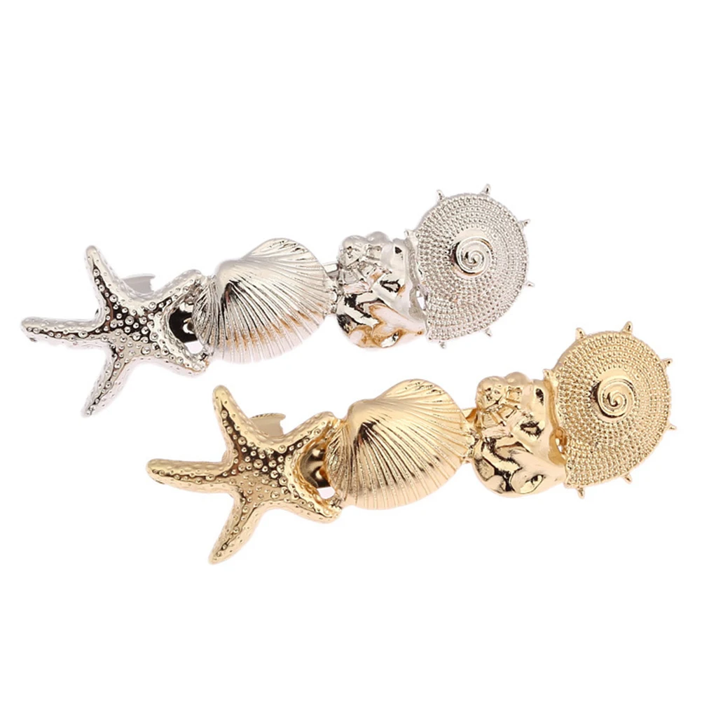 

2 Pcs Shell Hair Clips Golden Women Barrettes Girls Accessories Stylish Everyday Outfits Birthday Gifts Hairpins