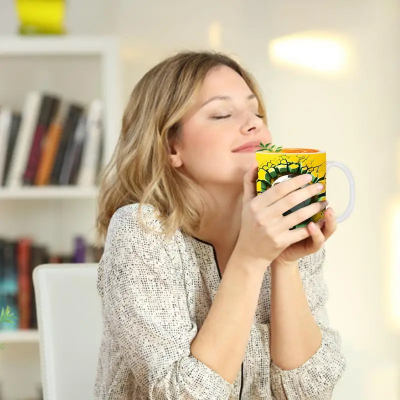 Travel Coffee Mug Flat 3D Effect 350ml Ball Tumbler Coffee Mug Novelty Ceramic Tea Cup Ceramic Mug For Birthday New Year