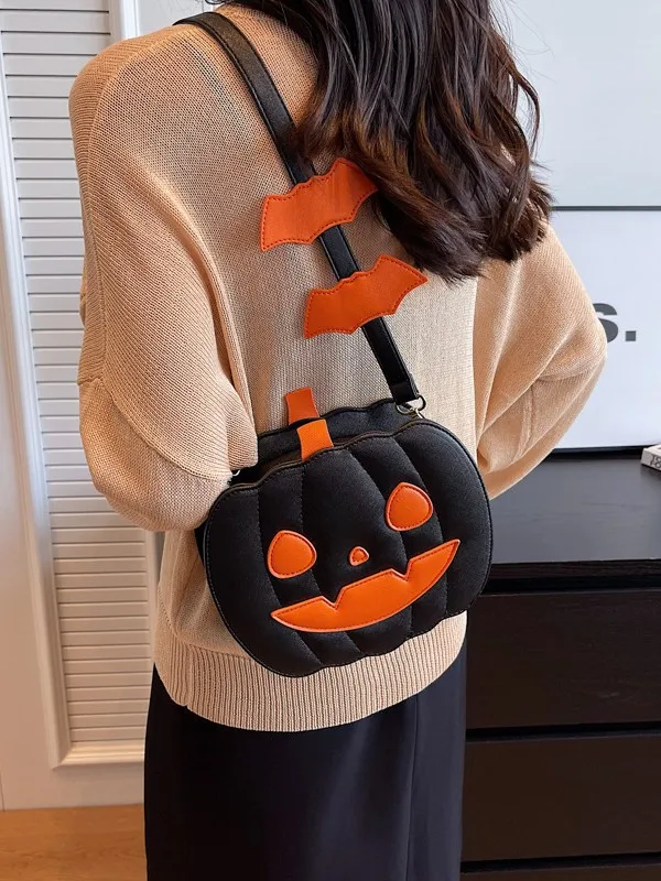 Pumpkin Crossbody Bag For Women Pumpkin Shoulder Bag Female Halloween Bag Pu Leather Demon Messenger Bag Halloween Shopper Bag 1