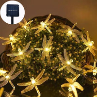 Outdoor Solar Dragonfly String Lights 20LEDs Waterproof 8 Modes Fairy Lights for Home Patio Garden Wedding Christmas Decor