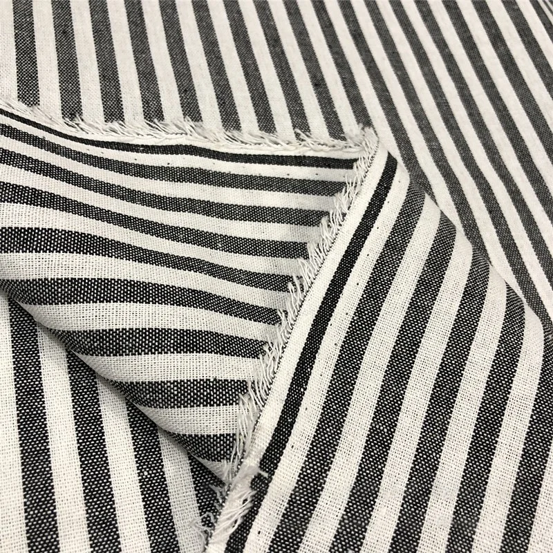 High Quality Yarn-dyed Fabric Striped Cotton Linen Home Textile Home Sewing Curtain Shoes Hat Tablecloth Pillowcase Fabric DIY