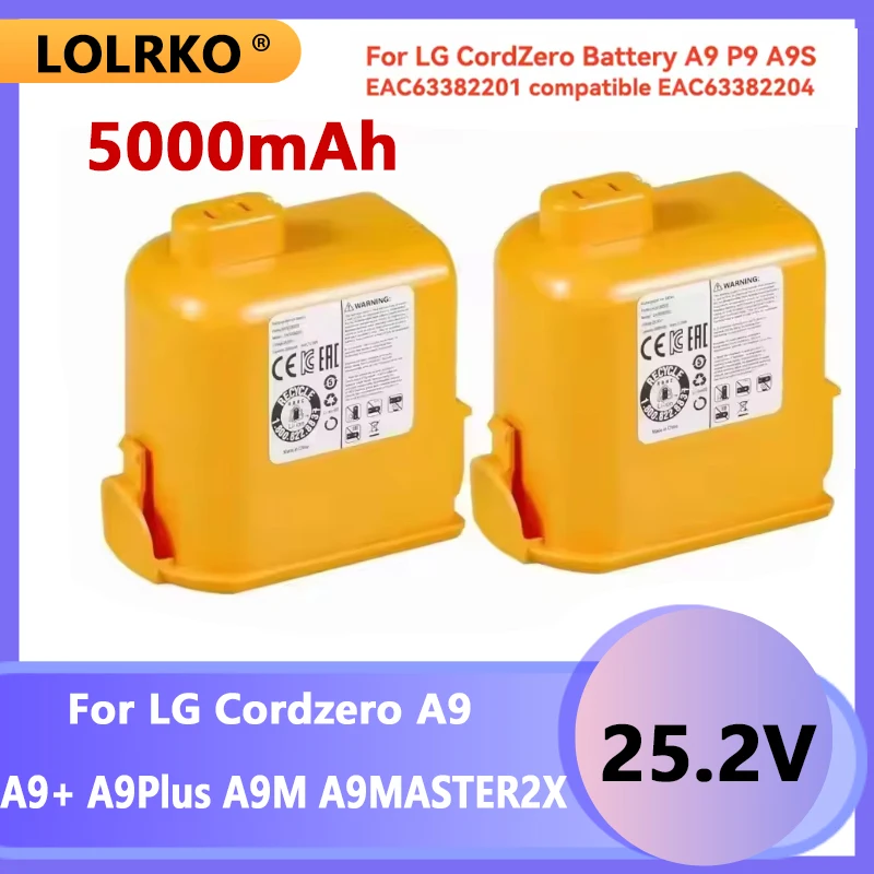 НОВЫЙ сменный аккумулятор для LG Cord Zero A9, A9S, P9, A9K-CORE, A9MAX, A9T-Ultra, A9K-PRO, A9N, A9M, A9 Plus 25,55 В 5000 мАч