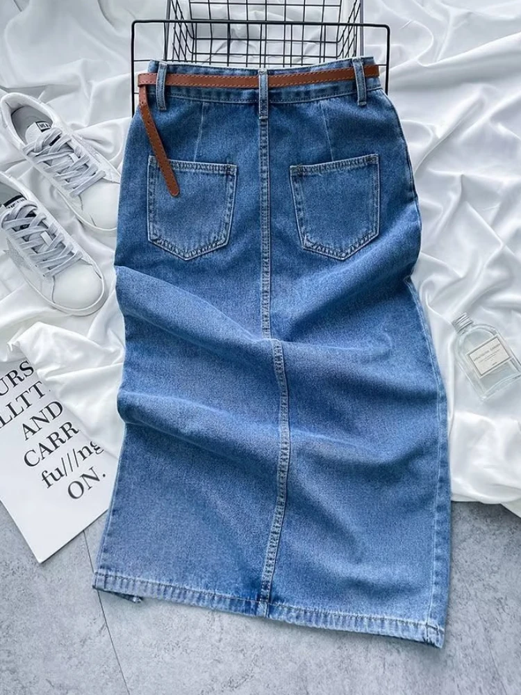 Saias jeans femininas retro verão básico all-match cor sólida estilo coreano alta Wasietd roupas faculdade harajuku popular