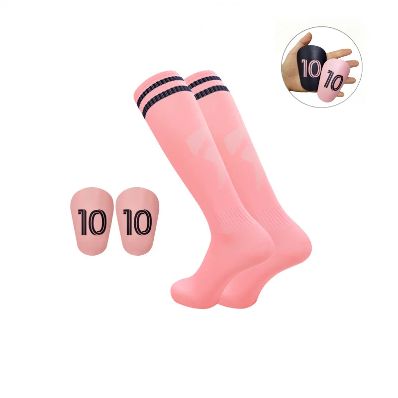 1 Pair Mini Soccer Shin Pads & Knee‑High Sports Socks Set, Unisex Training Kit For Youth Adult Beginner Match Practice