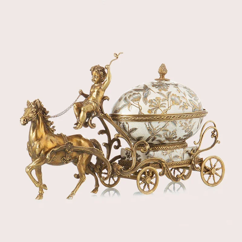 living room fruit plate entrance, ornaments animal handicrafts, tabletop table decoration, copper angel carriage 1272