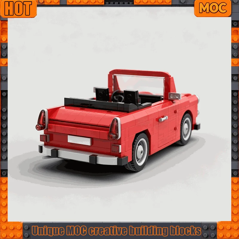 868PCS MOC Red Retro Convertible Car Model Building Block DIY Assembly Educational Toy Creative Collection Display Festival Gift